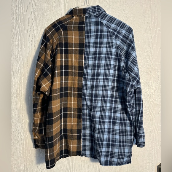 ASOS Flannel Button Down Two Tone Multi Color Plaid Long Sleeve Women’s size 4 - Picture 2 of 5